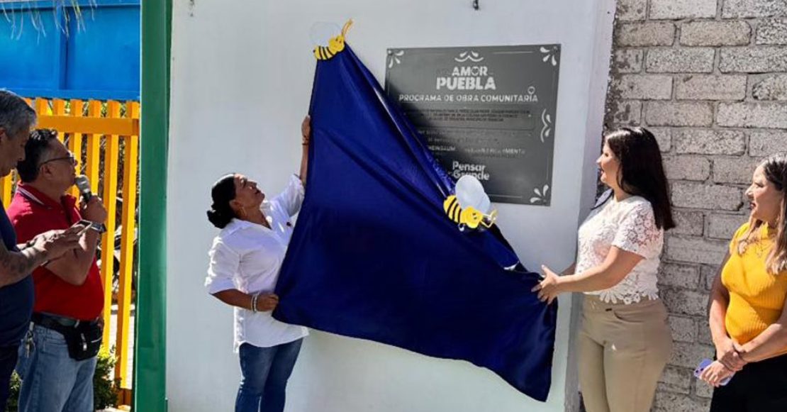 Gobierno de Puebla realiza ceremonia para inaugurar barda de un kínder