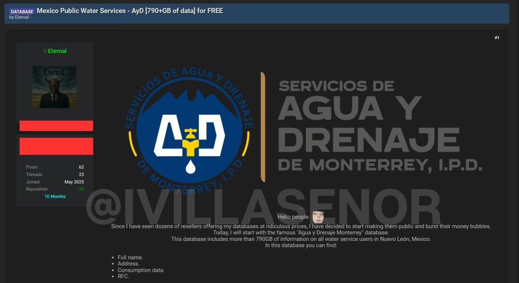 Reportan que hacker filtró datos de usuarios de Agua y Drenaje de Monterrey y amenaza al gobierno