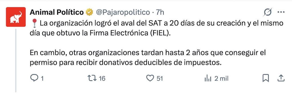  La razón del SAT para darle permiso exprés como donataria a Humanidad con América Latina
