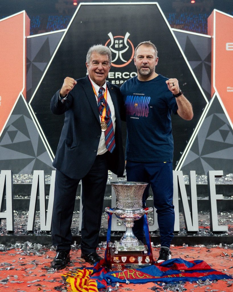 Joan Laporta y Hansi Flick