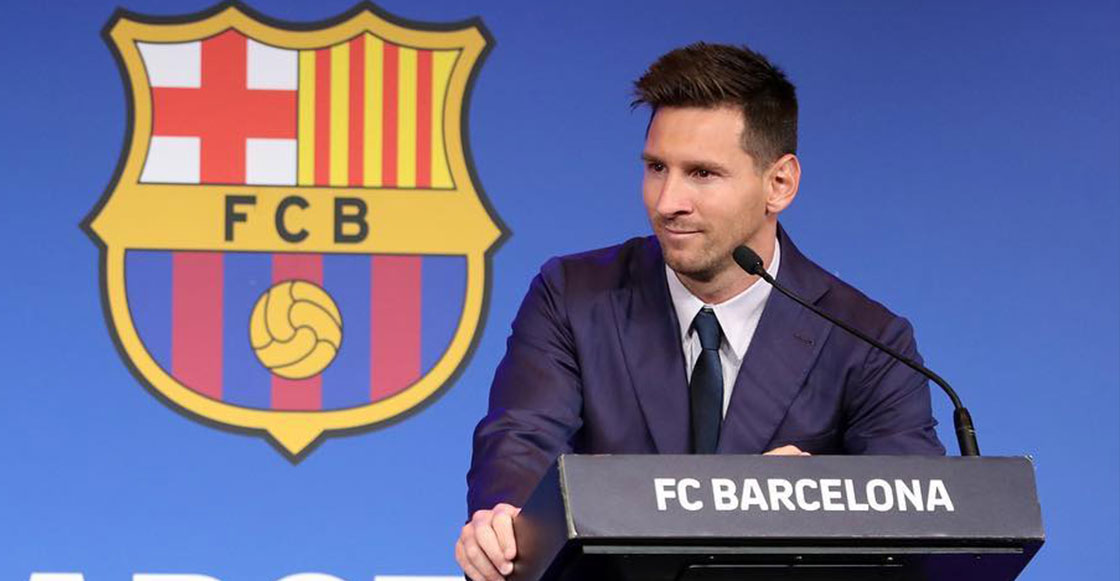 Lionel Messi en su despedida con el Barcelona
