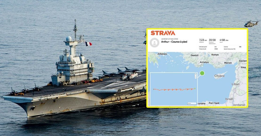 Marino revela ubicación de portaaviones francés… por correr en la cubierta