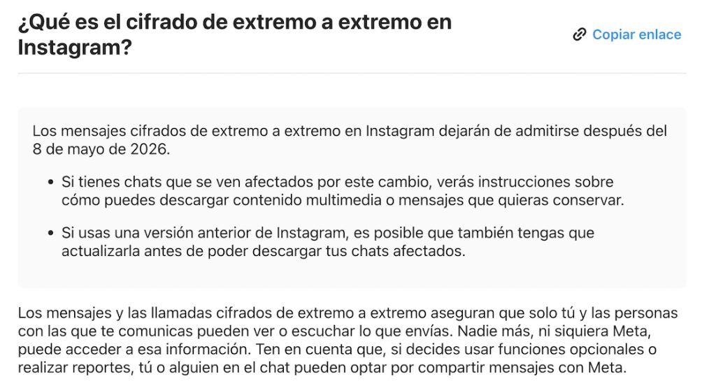 Instagram eliminará los mensajes cifrados, ¿por?