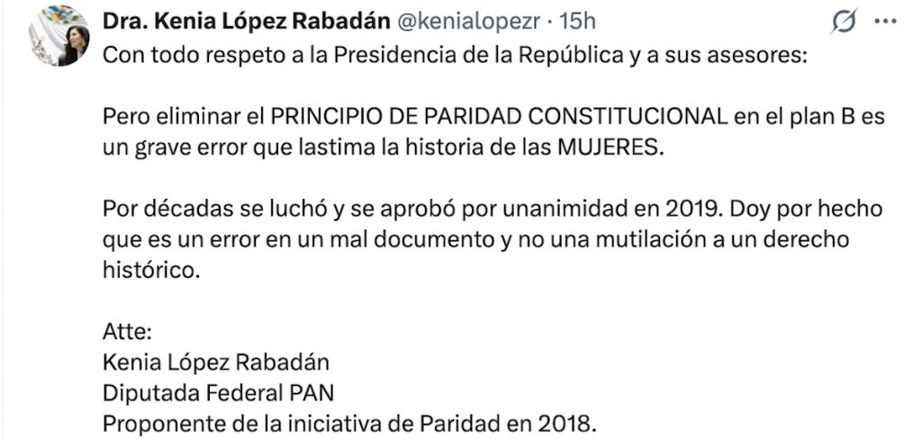 Plan B de Sheinbaum: Presidencia corrige e incluye paridad de género en la iniciativa