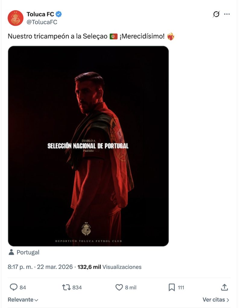 ¡Directo desde Toluca! Paulinho es convocado por la Selección de Portugal para el partido contra México