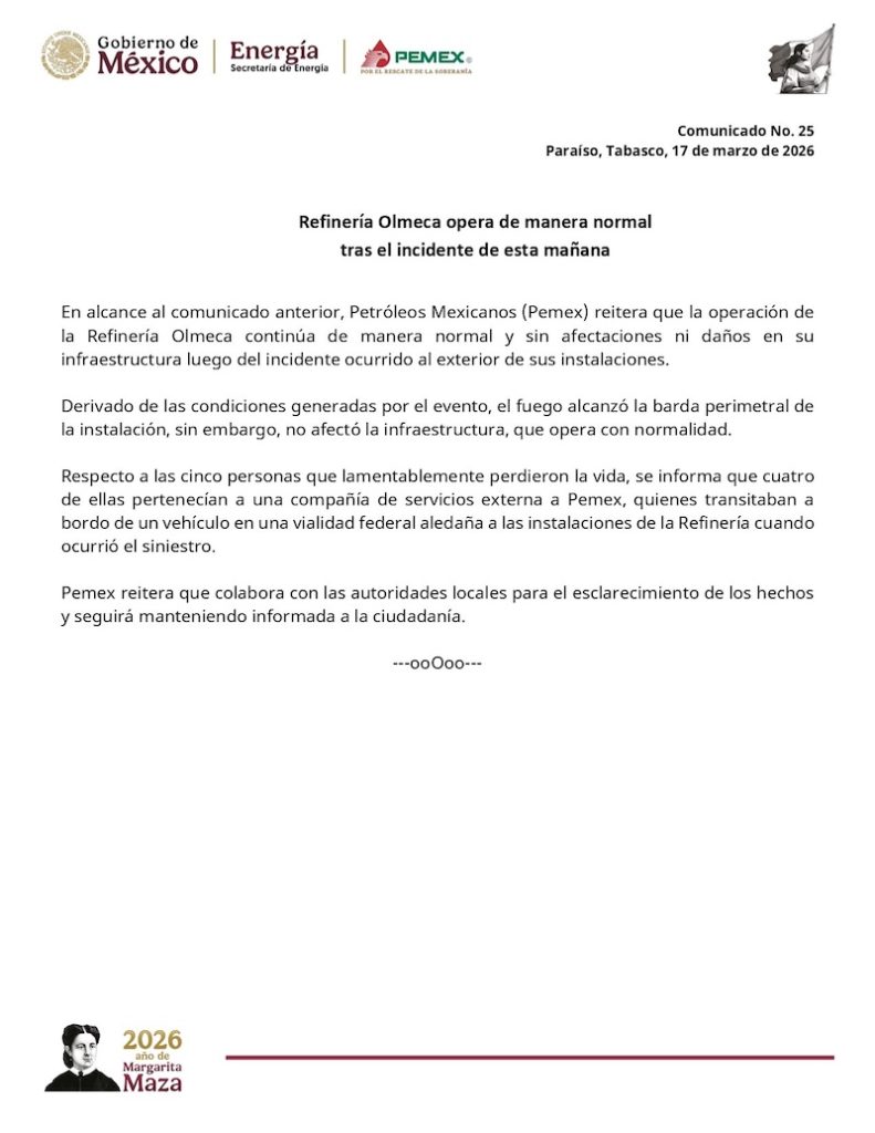 FGR contradice a Sheinbaum: Investiga incendio dentro de la refinería Dos Bocas