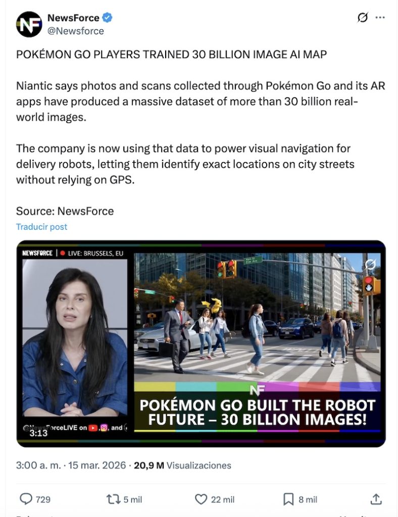 Miles de jugadores de Pokémon Go entrenaron a una IA sin saberlo para crear un mapa mundial
