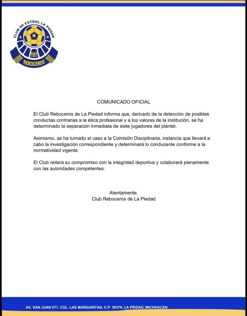 Reboceros de La piedad separa a 7 jugadores por amaño de partidos