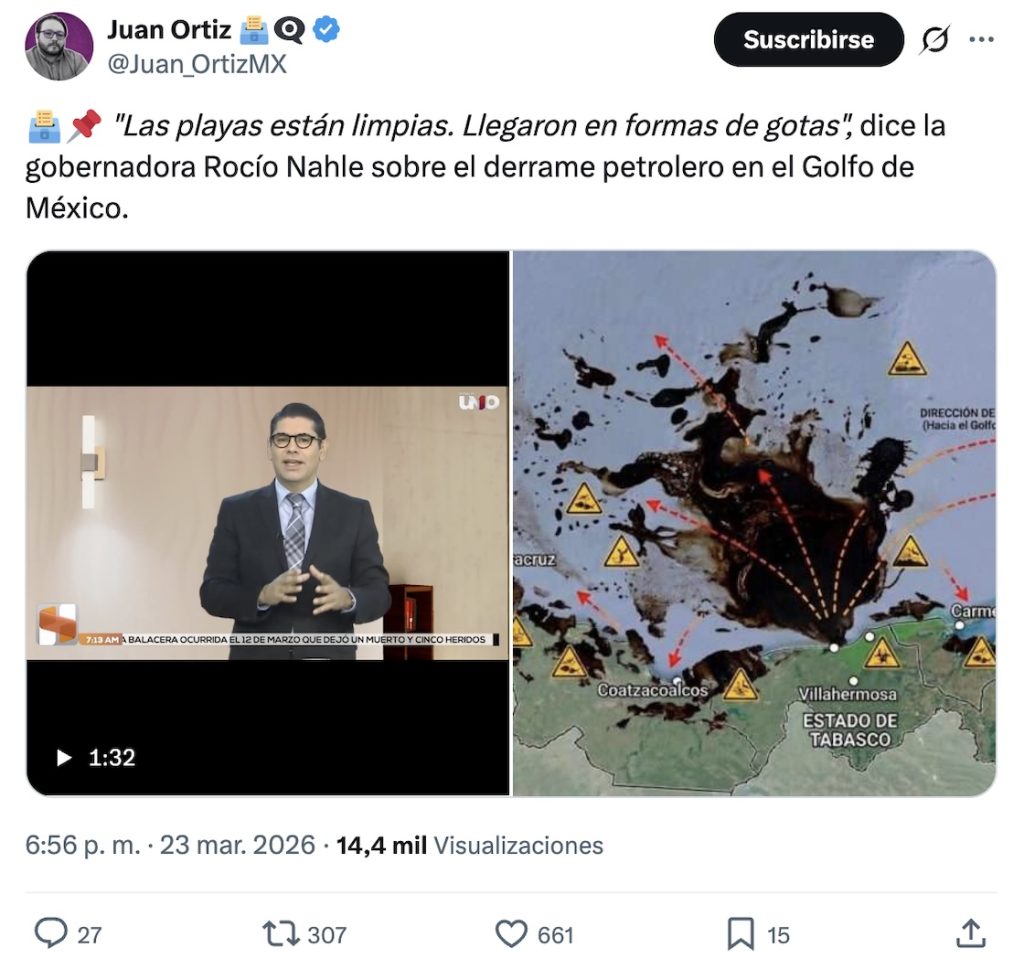 "Tenemos playas limpias": Rocío Nahle minimiza derrame de hidrocarburo en Veracruz