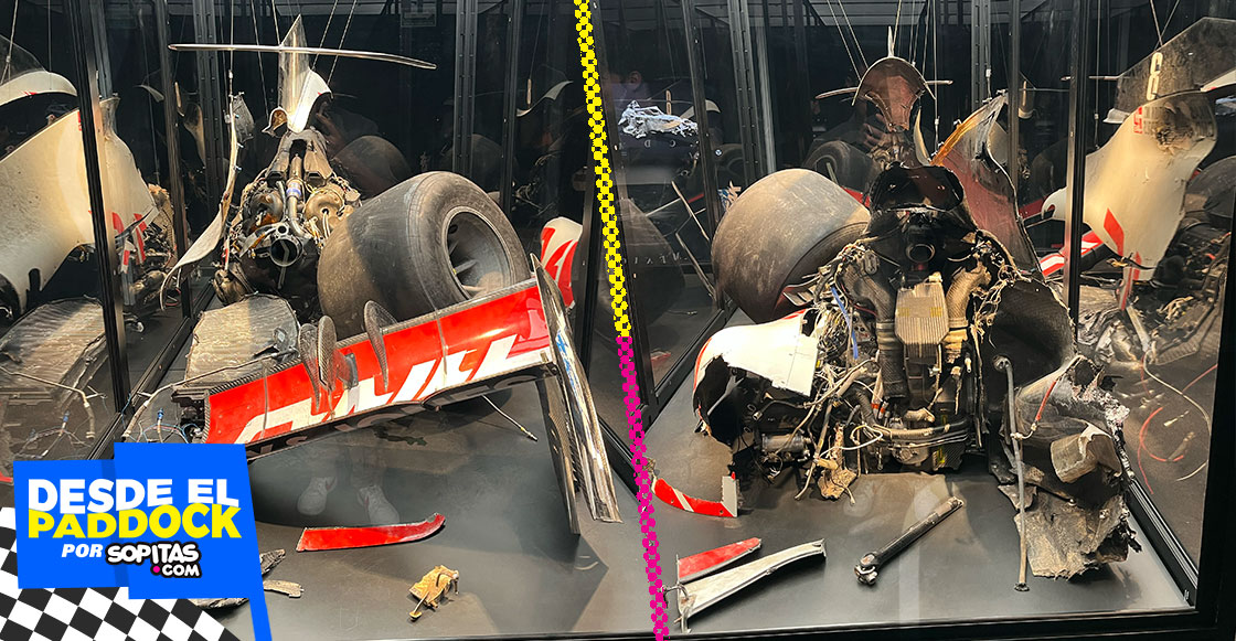 Los restos del auto de Romain Grosjean