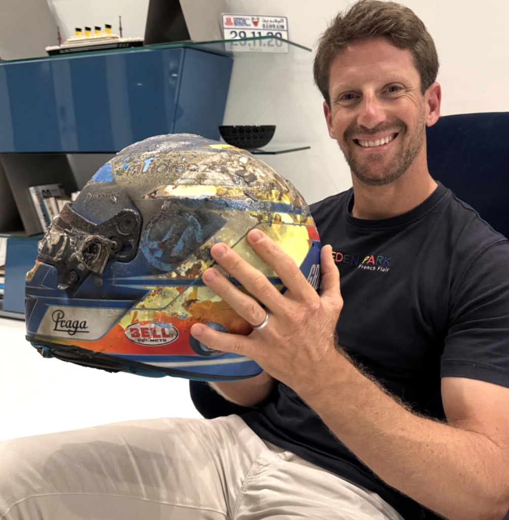 El casco que le salvó la vida a Grosjean