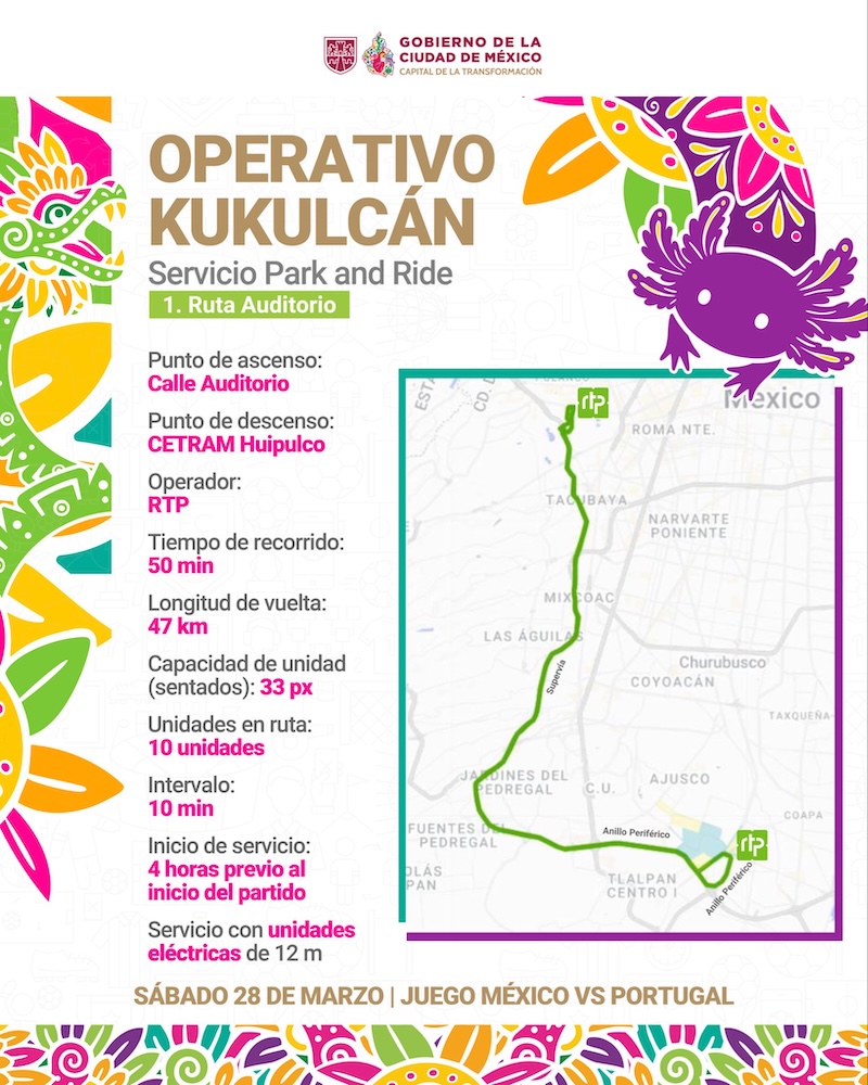 Rutas, horarios y mapa de los camiones RTP para llegar al Estadio Banorte para el México vs. Portugal