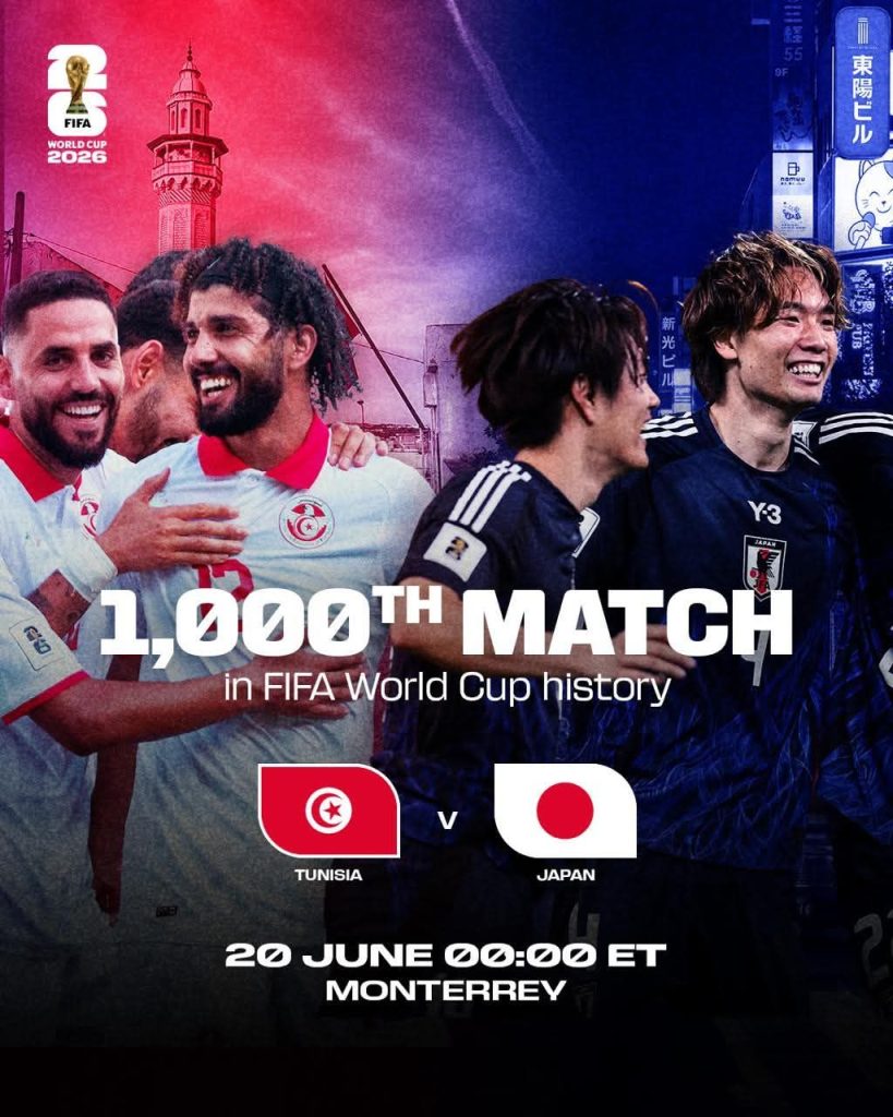 Túnez vs Japón partido 1000 mundiales
