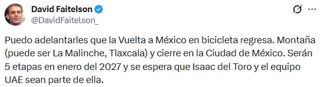 La Vuelta México podría volver en el 2027