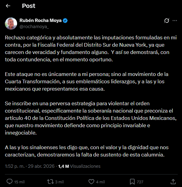 SRE confirma solicitud de extradición contra Rocha y otros 9 a Estados Unidos, ¿qué seguiría?