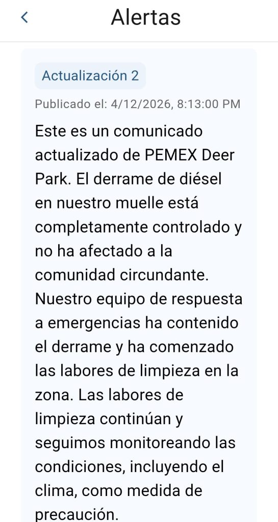 Derrame en Deer Park: Lo que se sabe del incidente en Pemex Houston