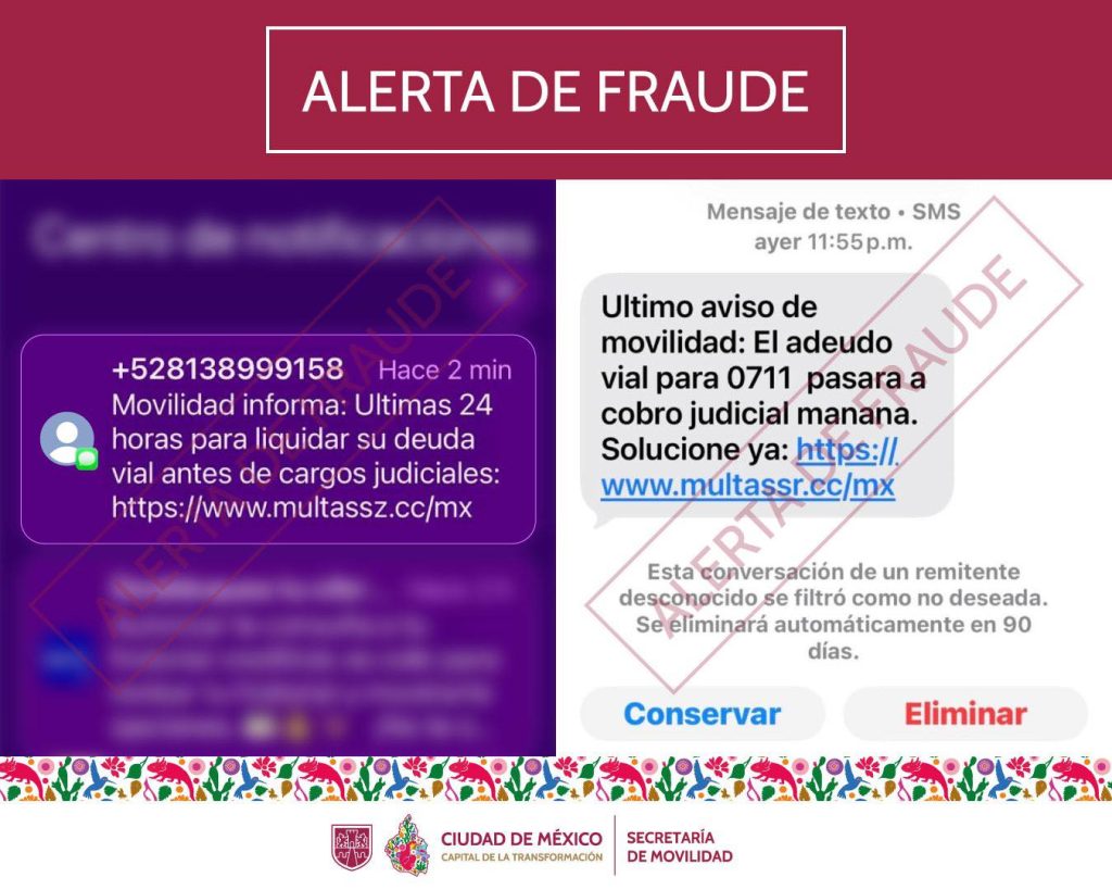 ¡Cuidado, no te vayan a chamaquear! Semovi alerta por fraudes por mensajes fakes de multas de tránsito