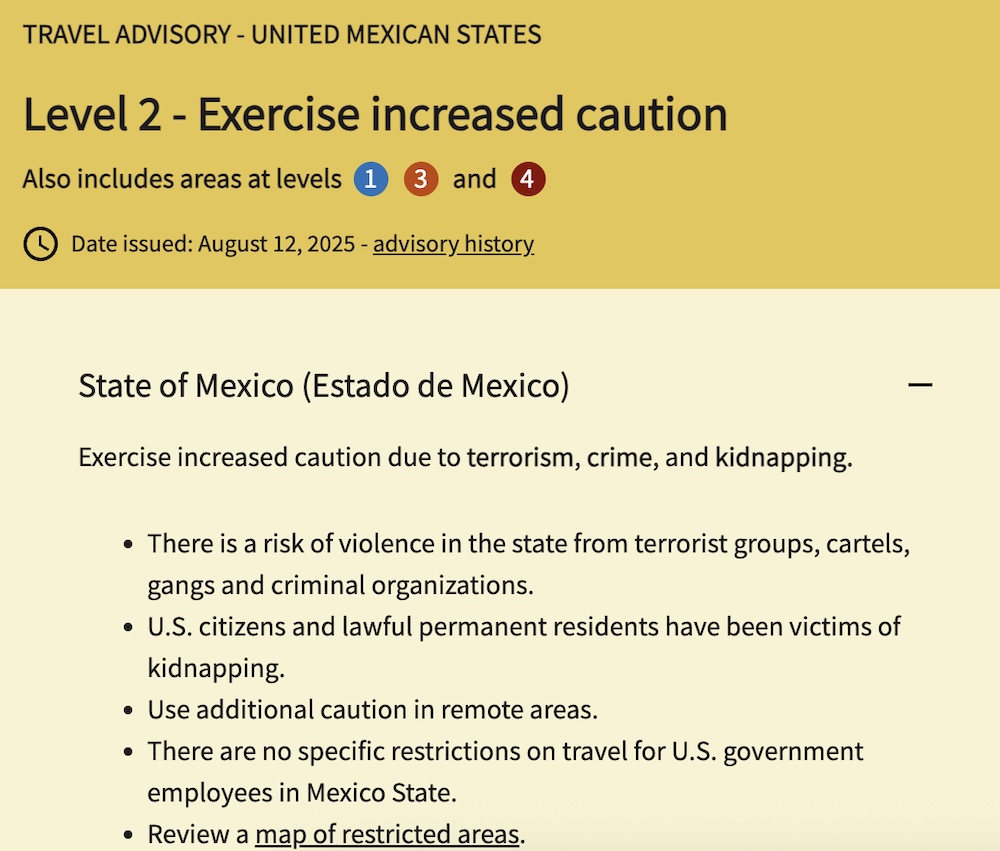 Estados Unidos publica alerta en Teotihuacán tras ataque