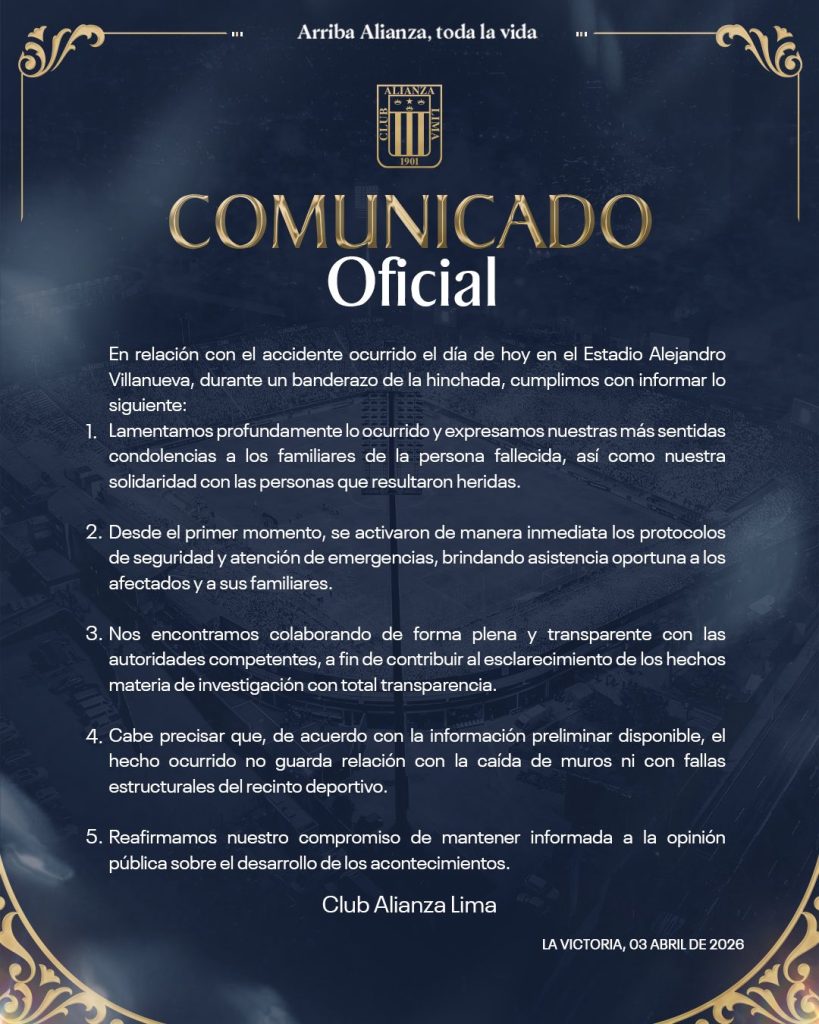 Comunicado Alianza de Lima