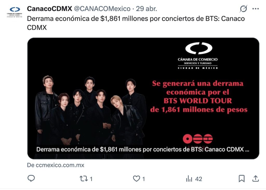 La derrama económica de los conciertos de BTS en México
