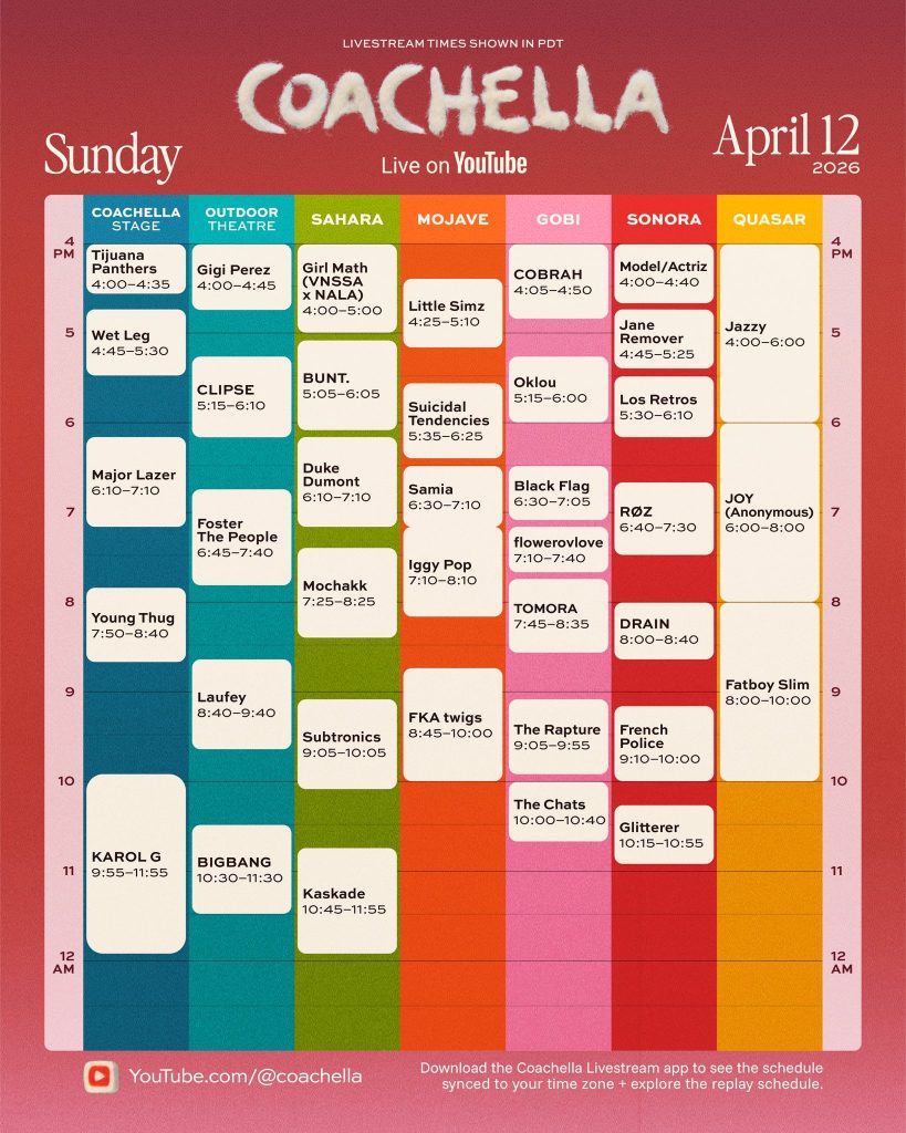 dónde ver coachella 2026 horarios transmisión viernes youtube