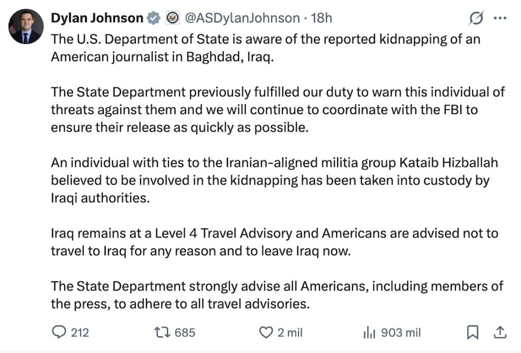 El caso de Shelly Kittleson, periodista secuestrada en Irak