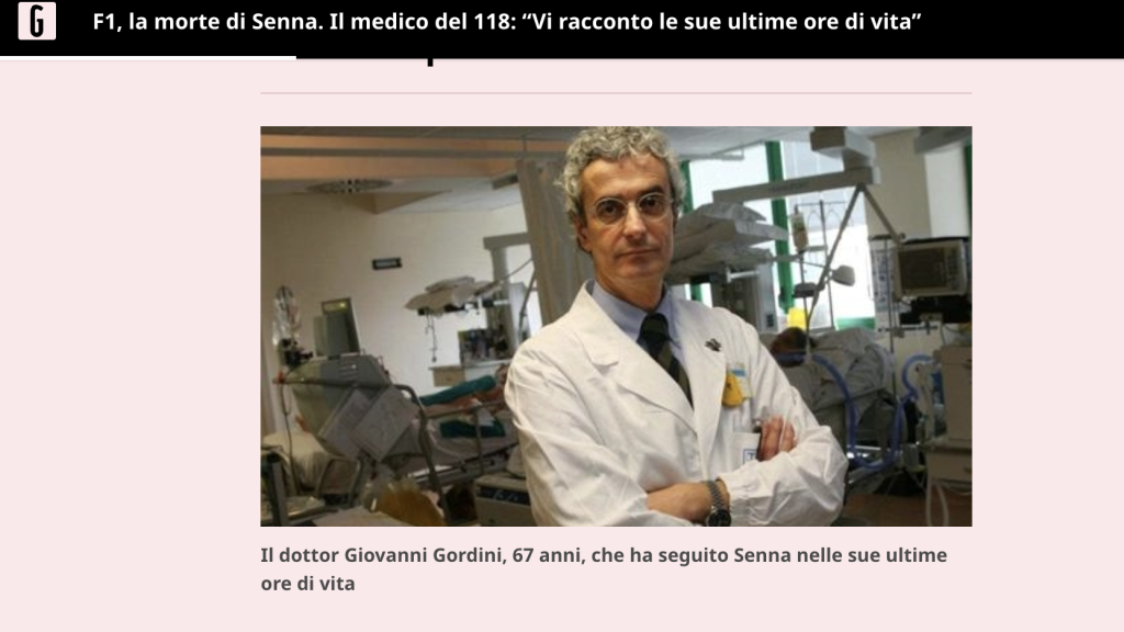 Giovanni Gordini, uno de los médicos que atendió a Senna