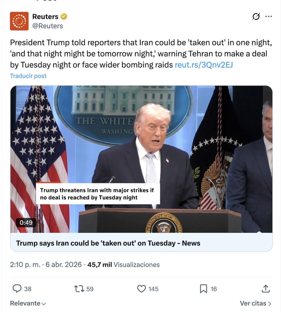 Otro ultimátum de Trump a Irán: "Podemos destruir un país entero en una noche"