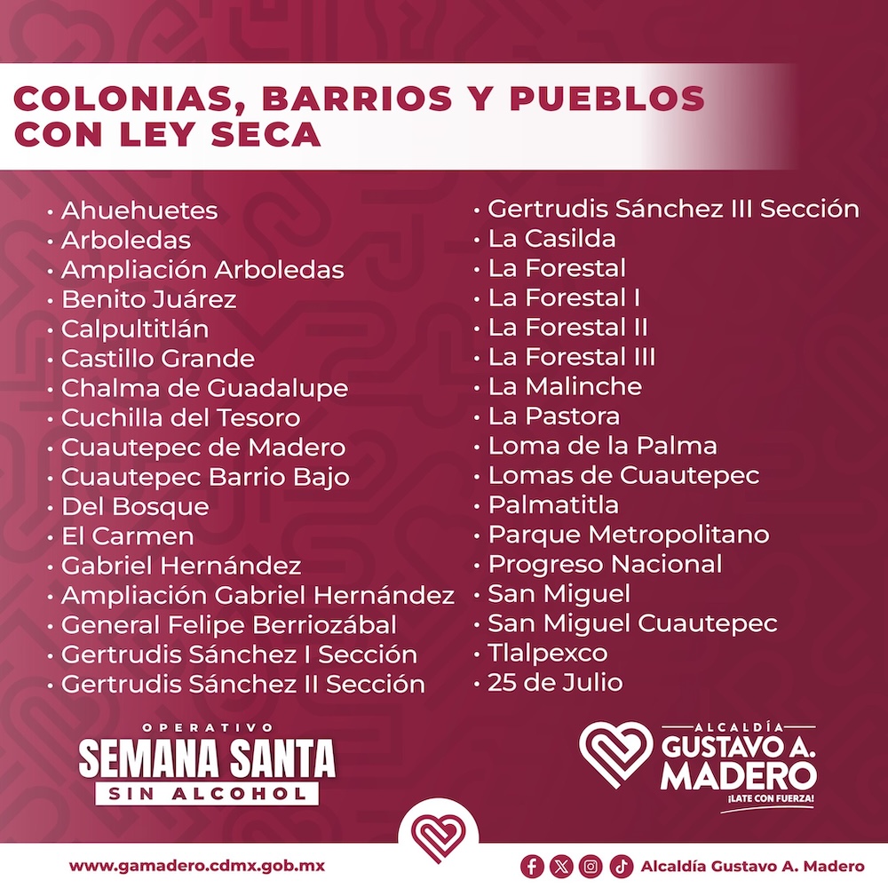 Estas son las alcaldías de CDMX con Ley Seca en Semana Santa 2026