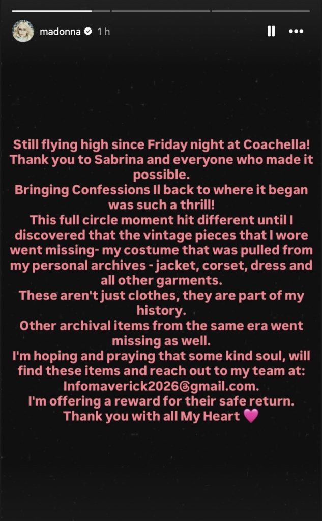 madonna robo vestuario