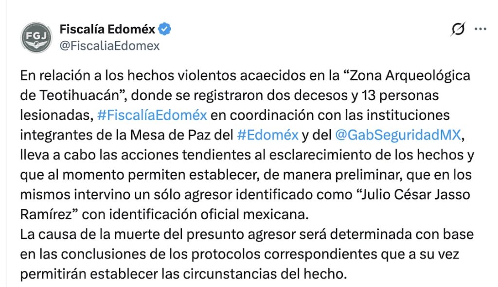 Identifican al agresor del tiroteo en las pirámides de Teotihuacán