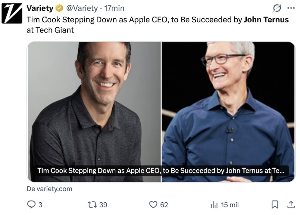 Apple tiene nuevo CEO: Quién es John Ternus, el sucesor de Tim Cook