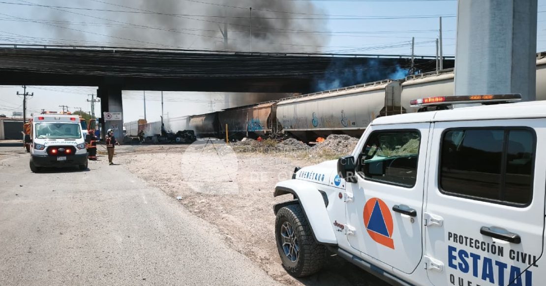 Accidente ferroviario en Querétaro: Tren impacta contra pipa de combustible