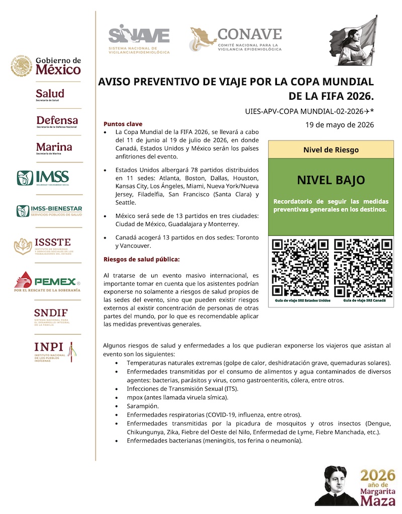 Calorón, sarampión e influenza: El aviso preventivo de viaje en México por el Mundial 2026 —