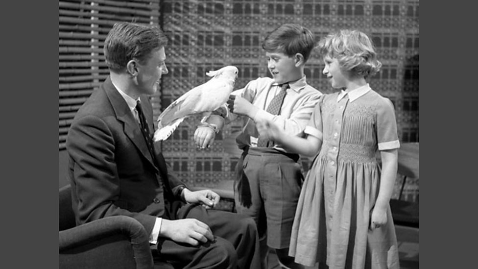 David Attenborough con los príncipes Carlos y Ana en Zoo Quest
