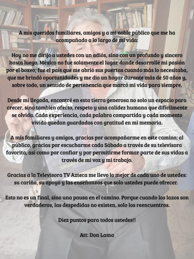 El último mensaje que se compartió en las redes de Eduardo Lamazón