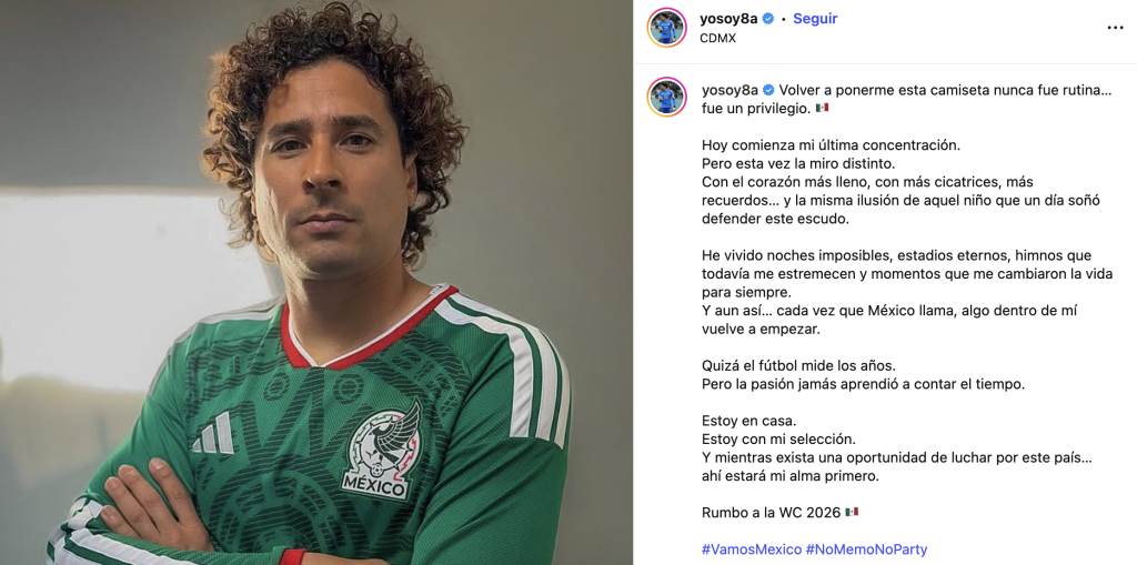 La publicación de Guillermo Ochoa