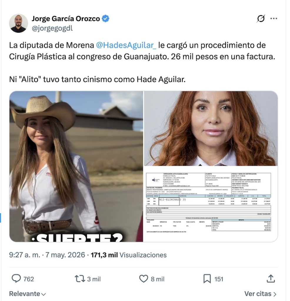 De eso no iba la canción: Diputada de Morena factura cirugía al Congreso