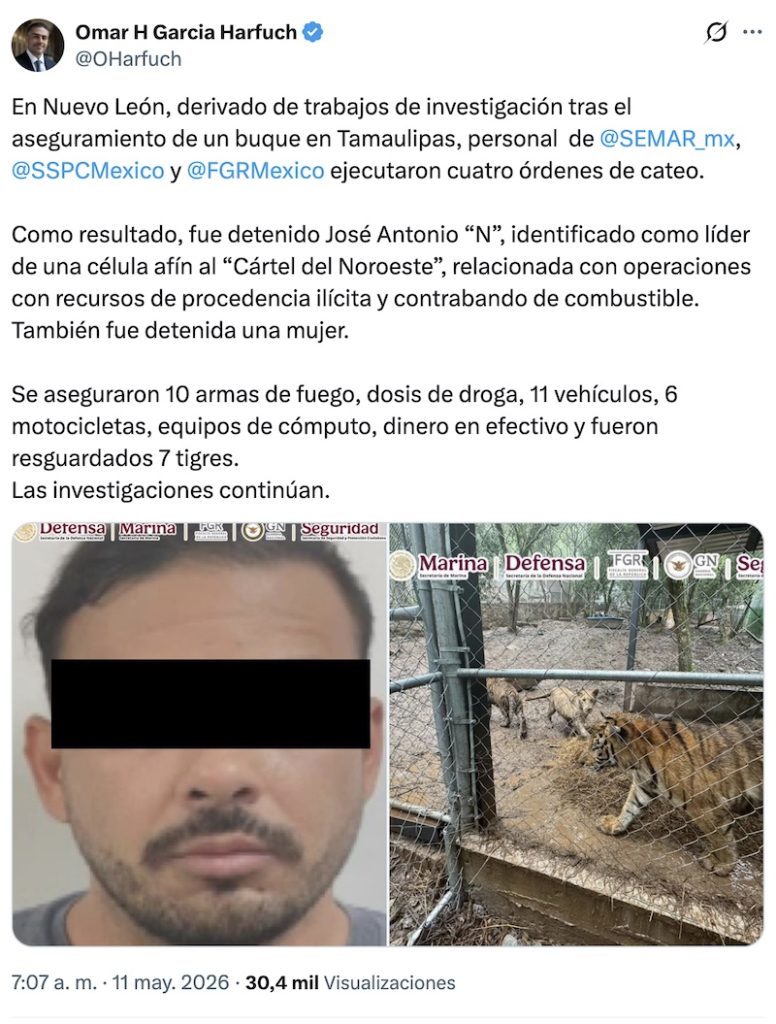 Detienen a José Antonio N, líder del cártel del Noroeste relacionado con el huachicol