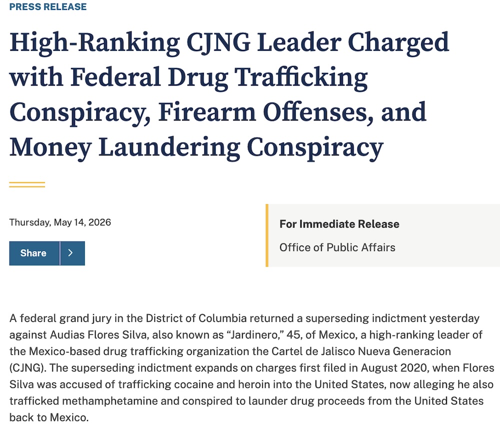 Estados Unidos presenta más cargos contra el Jardinero del CJNG, ¿cuáles son?