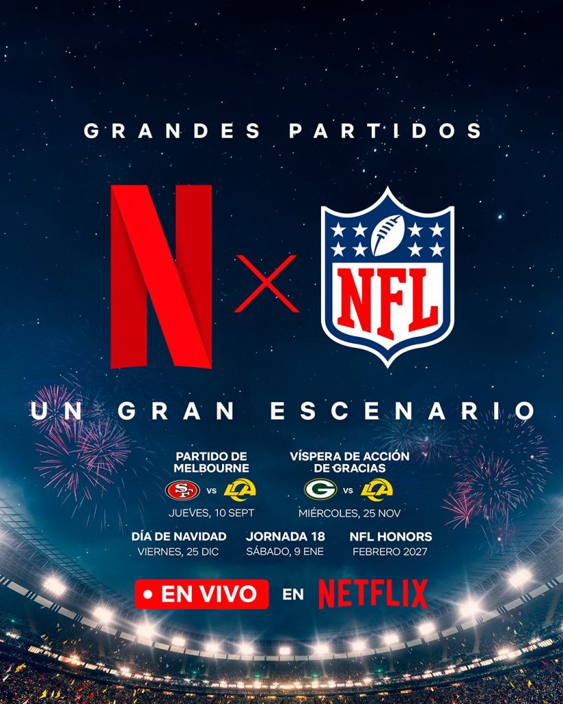 todos los partidos de NFL que pasarán en Netflix este 2026