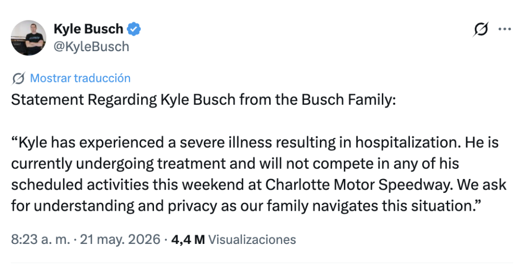 El mensaje de la familia de Kyle Busch
