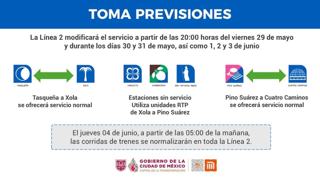 Dividen servicio en la Línea 2 del Metro en dos tramos: Cuáles son y a partir de cuándo