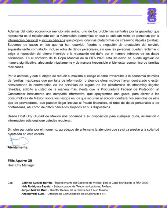 Carta a la profeco