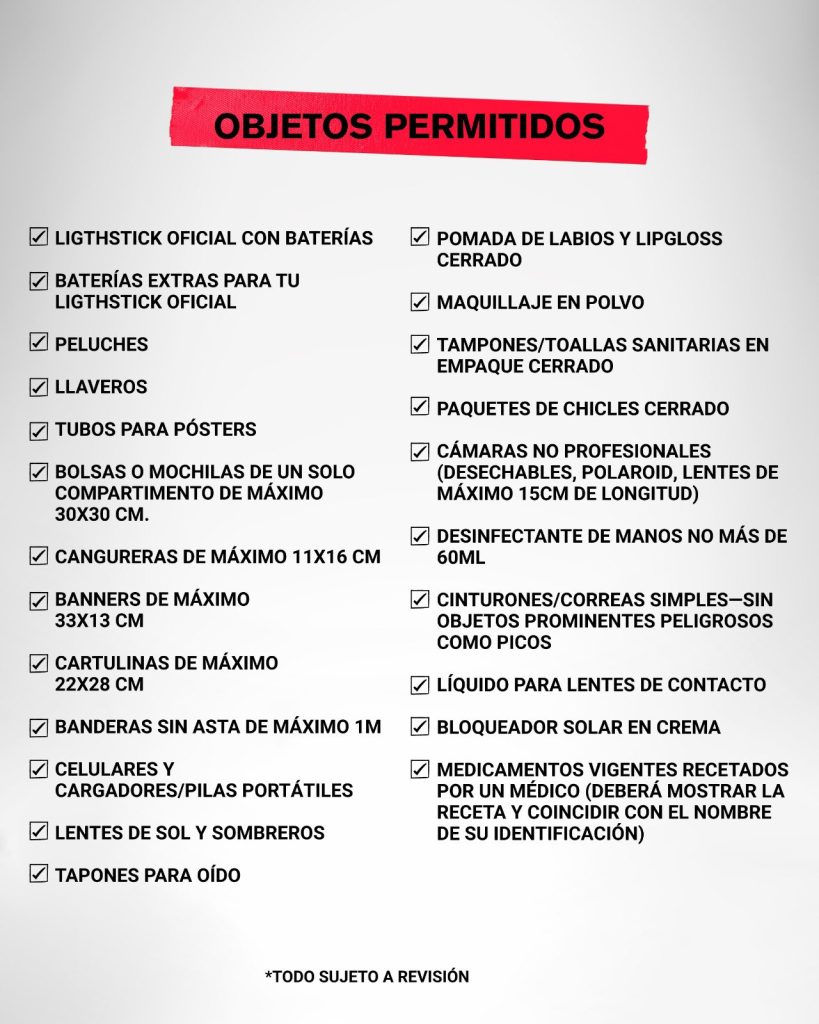 objetos permitidos bts