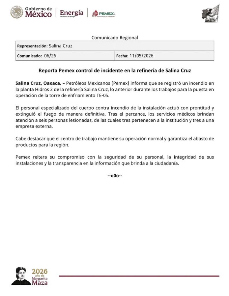 Otro accidente en Pemex: Explosión en refinería del Bienestar deja al menos 6 personas heridas