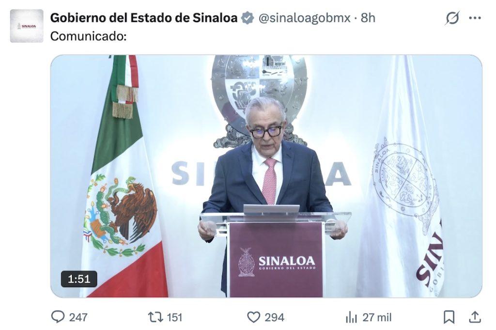 Rubén Rocha y alcalde de Culiacán piden licencia tras acusaciones de Estados Unidos