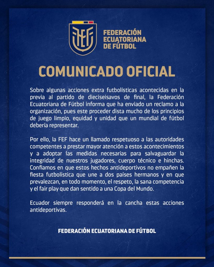 El comunicado de Ecuador