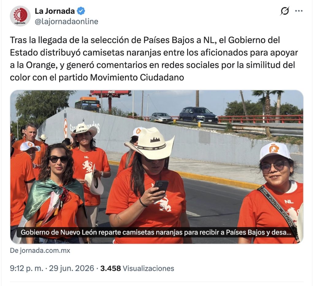 ¿Los saló? El acarreo de playeras naranjas para apoyar a Países Bajos por el gobierno de Nuevo León