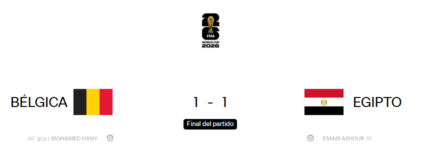 Bélgica Egipto Mundial 2026